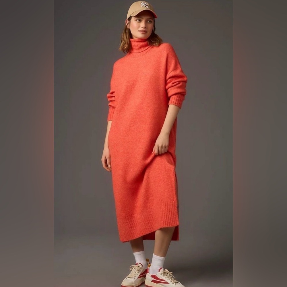 Anthropologie Daily Practice Karigan Sweater Midi Dress: Turtleneck Edition